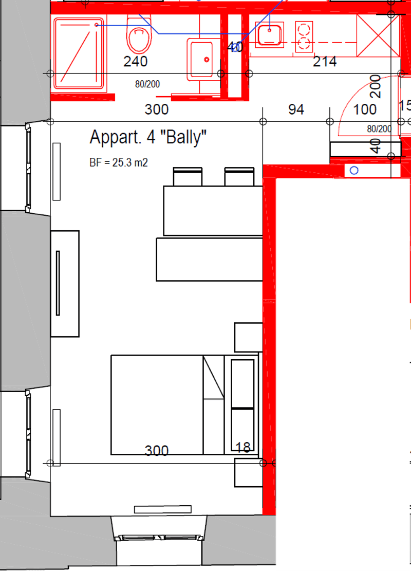 living room, kitchen, 2 bedrooms, 2 bathrooms, balcony
