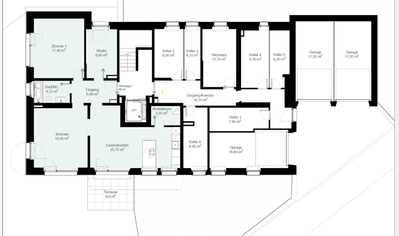 Exklusive 3.5-Zimmer-Souterrainwohnung mit privatem Garten (2)