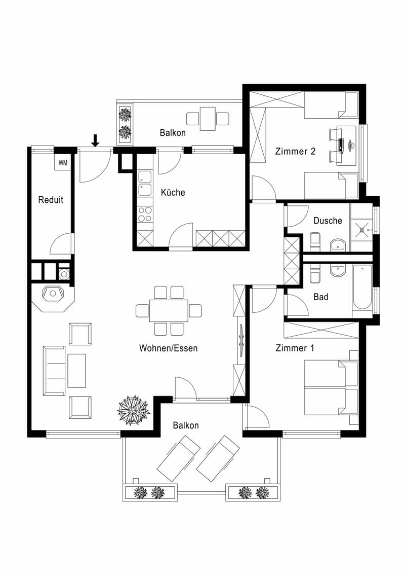 Grundriss 3.5-Zimmer Wohnung