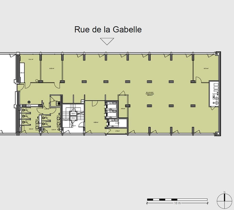 Floor plan with multiple rooms, including living room, bedrooms, bathrooms, and kitchen.