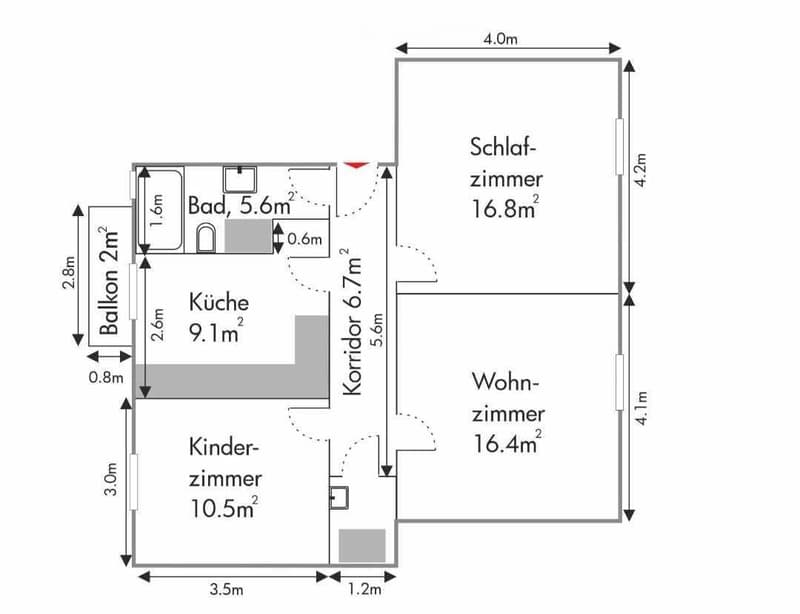 3-Zimmerwohnung mit Balkon und Waschturm an zentraler Lage (5)