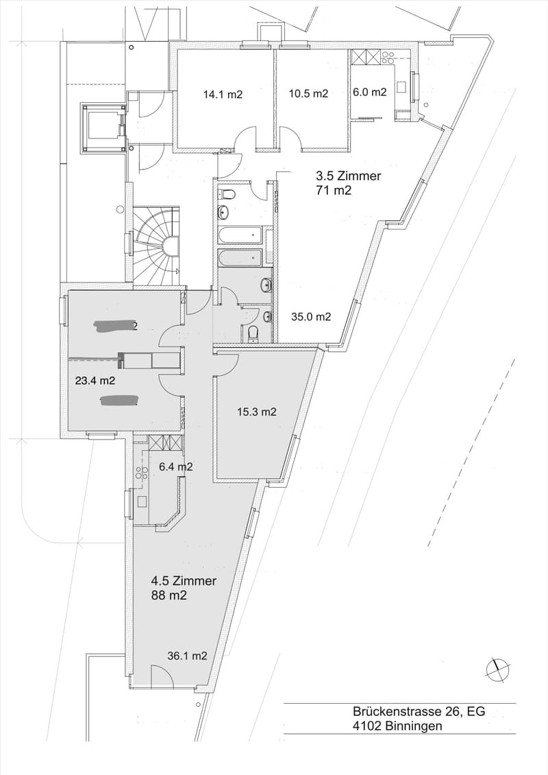 3.5 Zimmer-Wohnung (88 m2) in Binnningen, Brückenstrasse 26 (5)