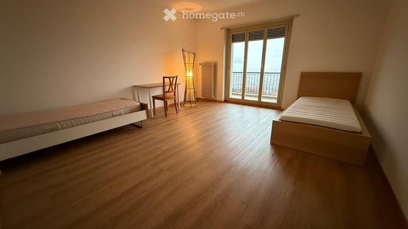 Camere arredate con balcone in grande appartamento condiviso (5)
