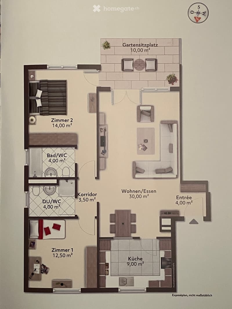 Sehr ruhige 3½-Zimmerwohnung mit grossem Gartensitzplatz (3)