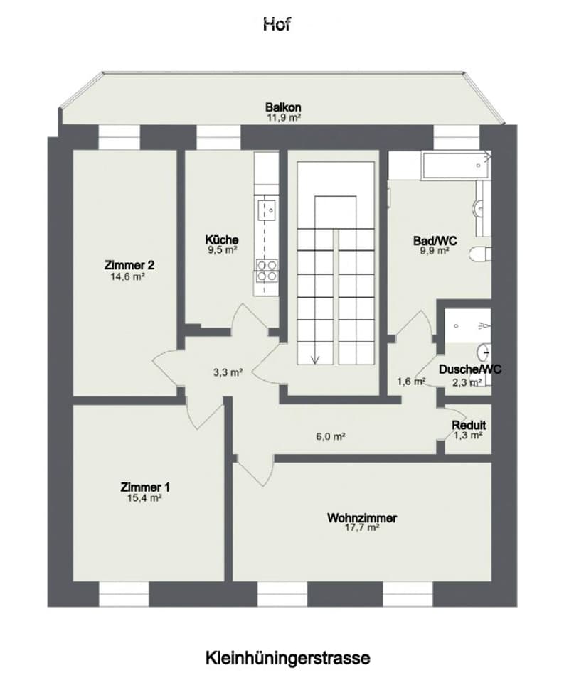 3-Zi Whg m. Balkon & 2 Bädern im Klybeck (5)