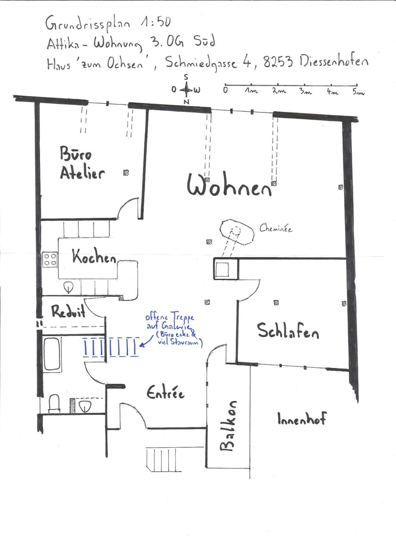 sehr ruhige, sanierte 4-Zi-Altstadt-Dachwohnung mit Balkon (5)