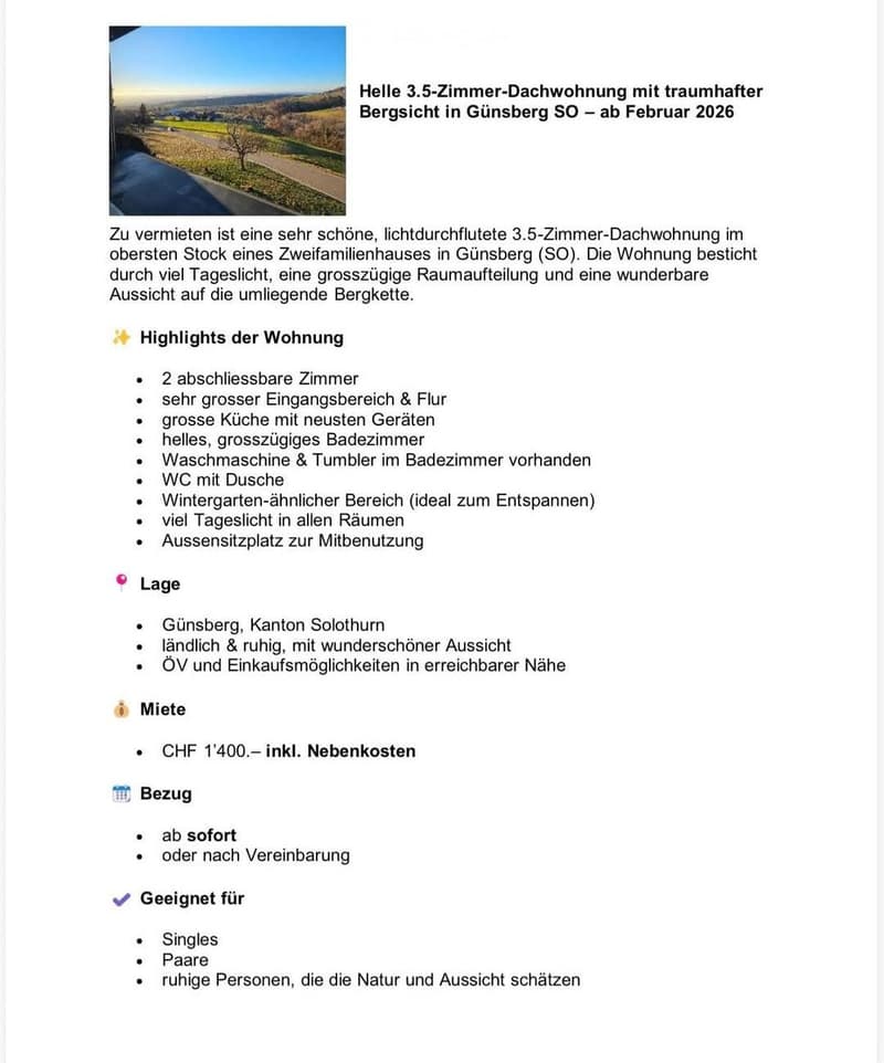 Traumhaft schöne 3 1/2 Zimmerwohnig (1)
