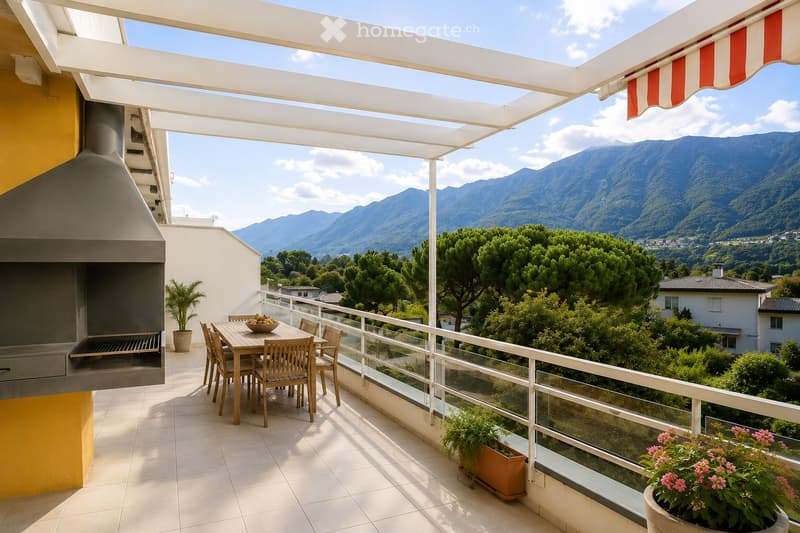 Elegante attico di 3.5 locali con ampie terrazze e piscina (1)