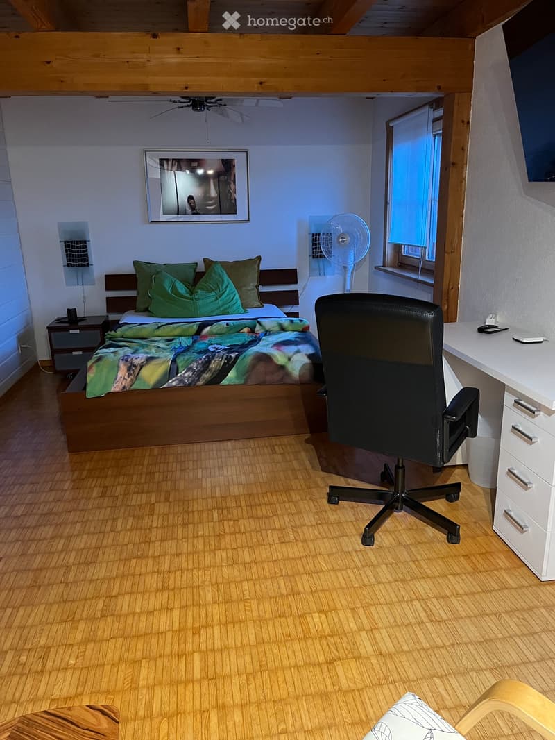 Grosses komplett möbliertes Zimmer mit Balkon in WG (2)