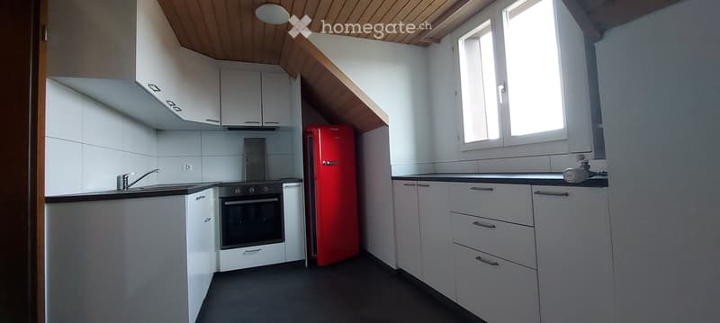 Dachwohnung 3.5 Zi, neu renoviert. Laube, Sitzplatz, Garten (2)