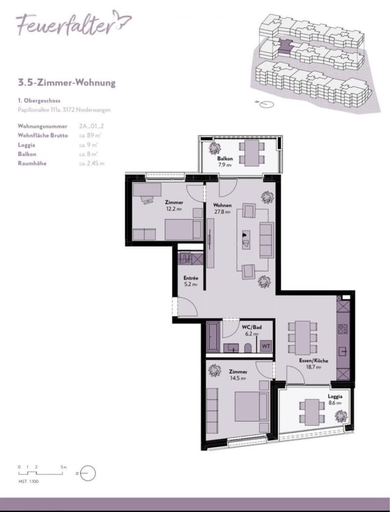 3,5 Wohnung mit Balkon und Loggia (5)