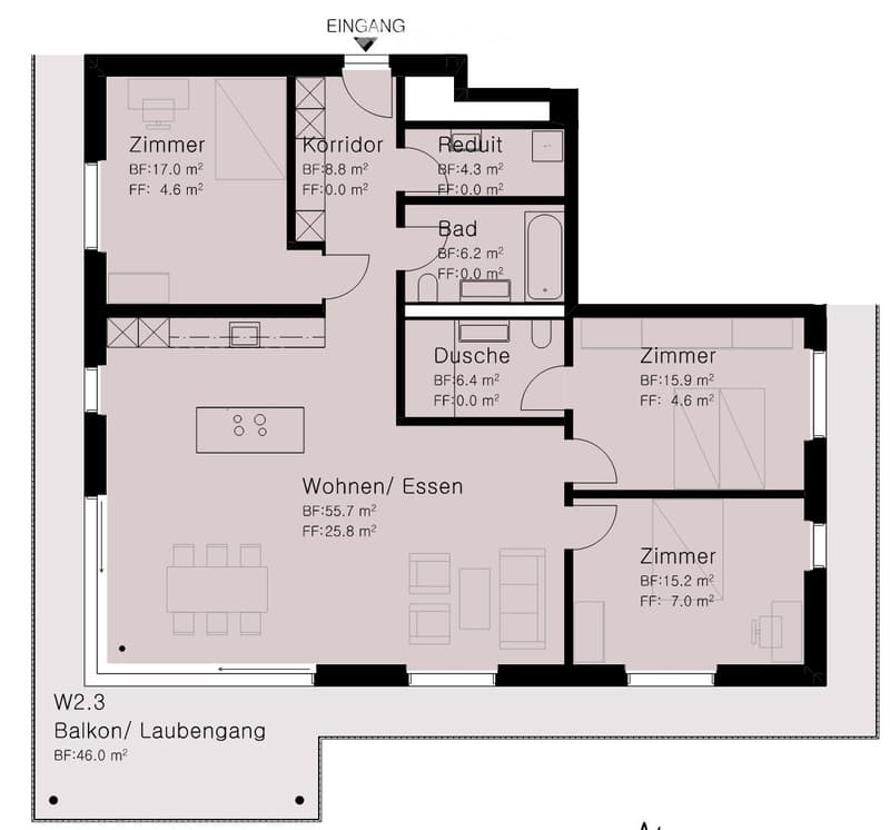 Grosszügige und moderne 4.5 Zimmerwohnung im 1. Obergeschoss (2)