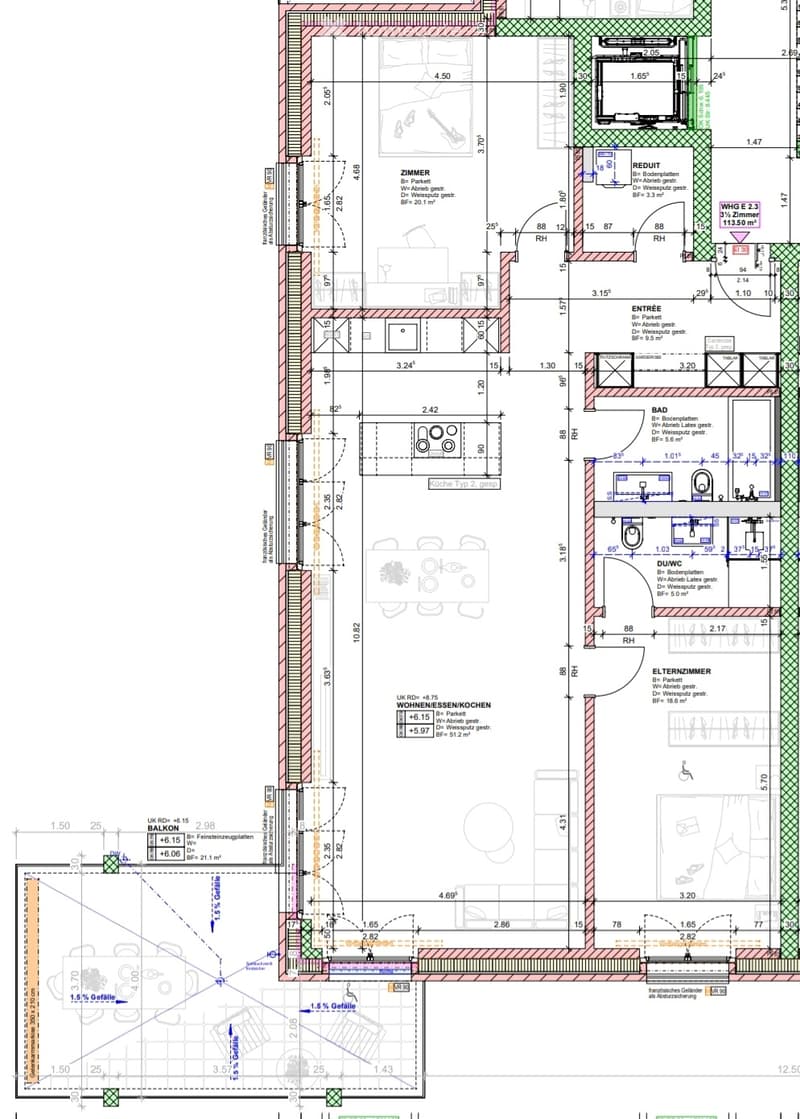 3.5 Zimmer-Wohnung 113 m2 - Erstbezug (5)