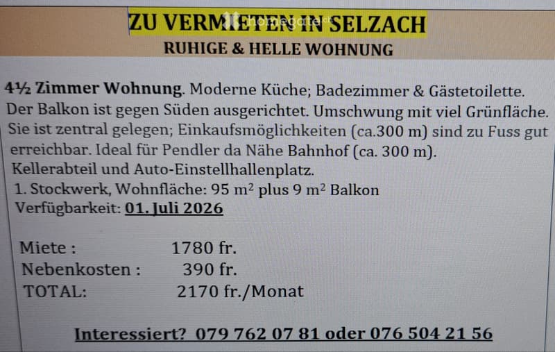 zu Vermieten 4 1/2 Zimmer Wohnung (1)