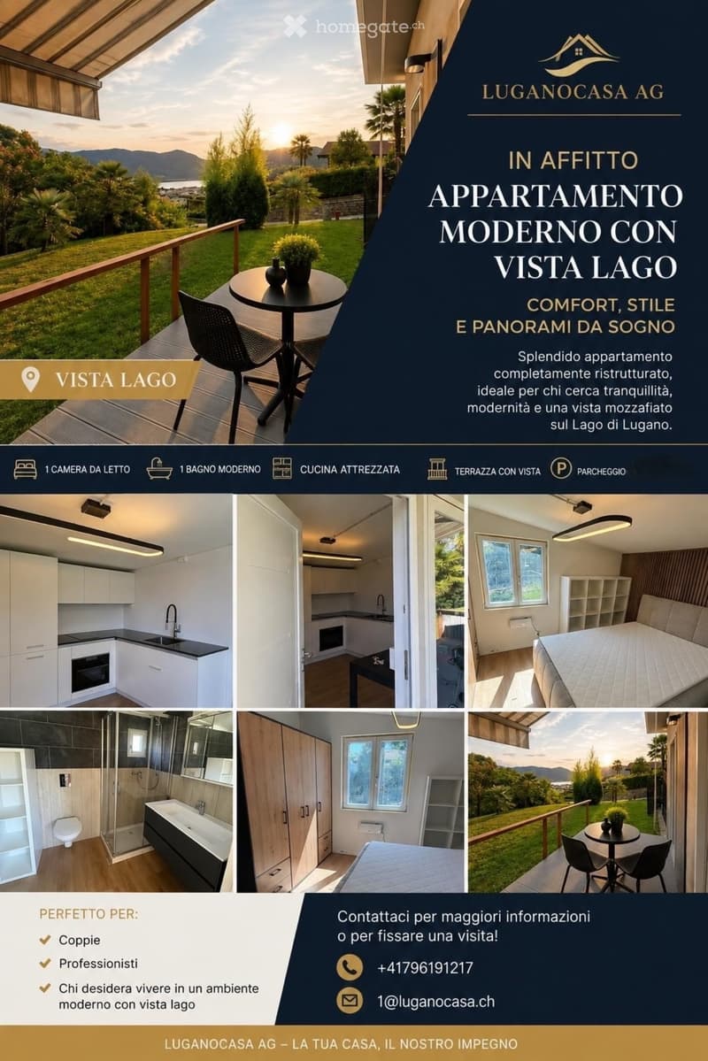 Affittasi a Pura /Vista lago con giardino e Parcheggio !!! (1)