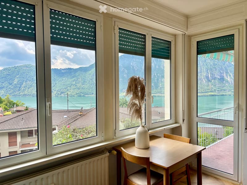 Monolocale arredato, cucina separata, vista lago a Campione (1)