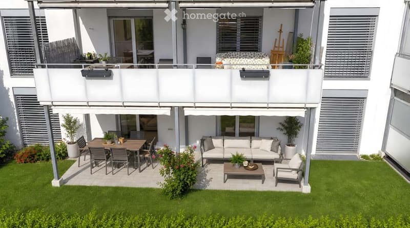 Helle Gartenwohnung mit gedecktem Sitzplatz in Holderbank (1)