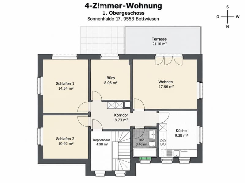 Helle 4-Zimmer-Wohnung mit Terrasse und Garten in Bettwiesen (5)