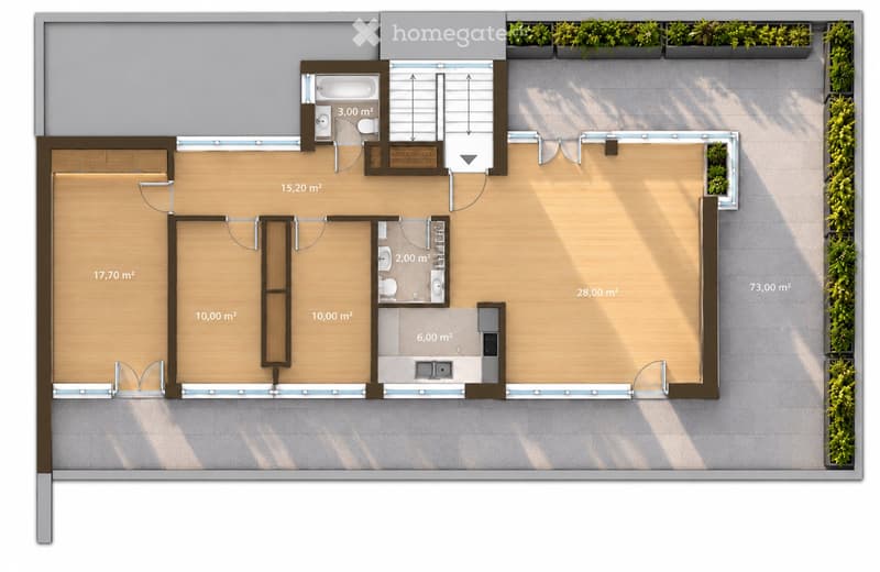 4.5-Zimmer-Attikawohnung 96 m² + 73 m² Terrasse (5)
