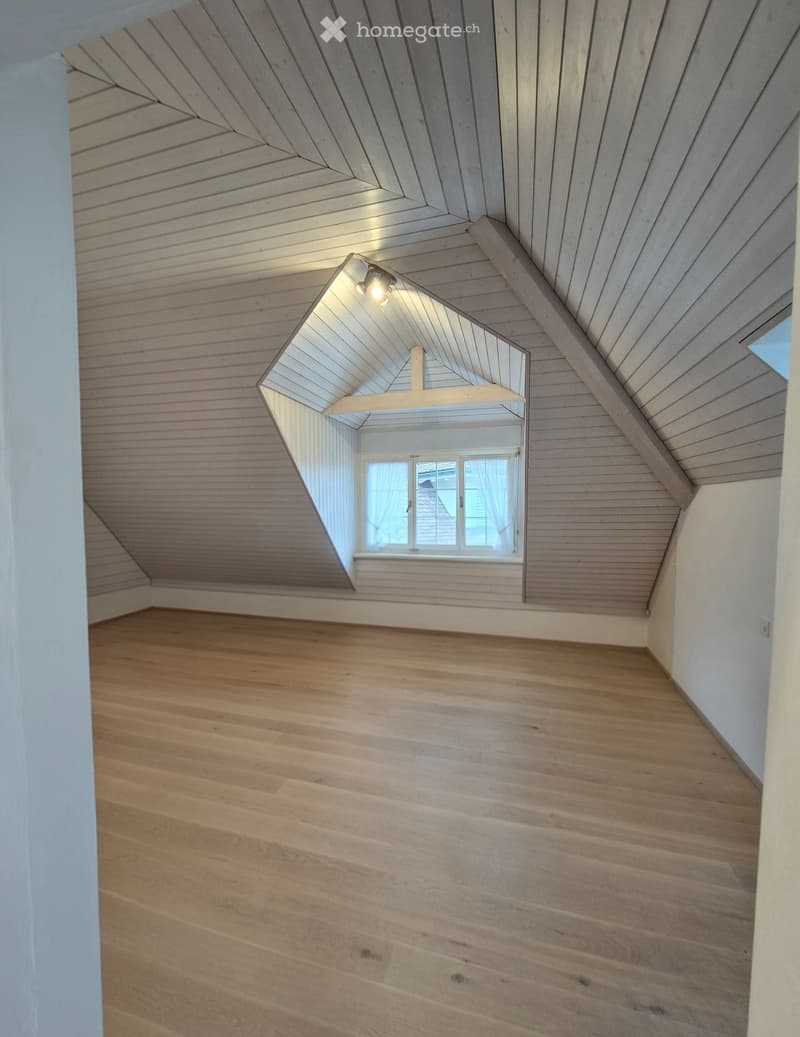Dachwohnung mit Chemine und Balkon ,2.5 Zimmer hell getäfert (2)