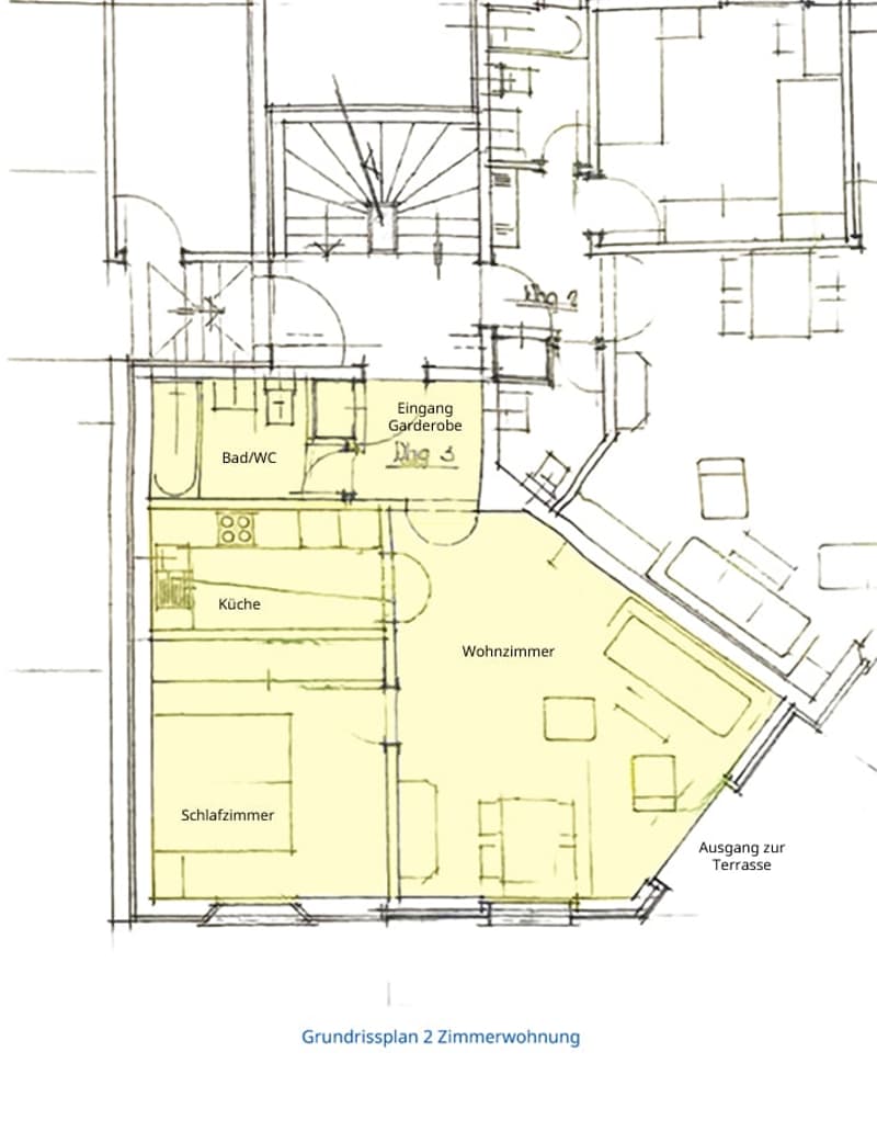 Grundrissplan 2 Zimmerwohnung