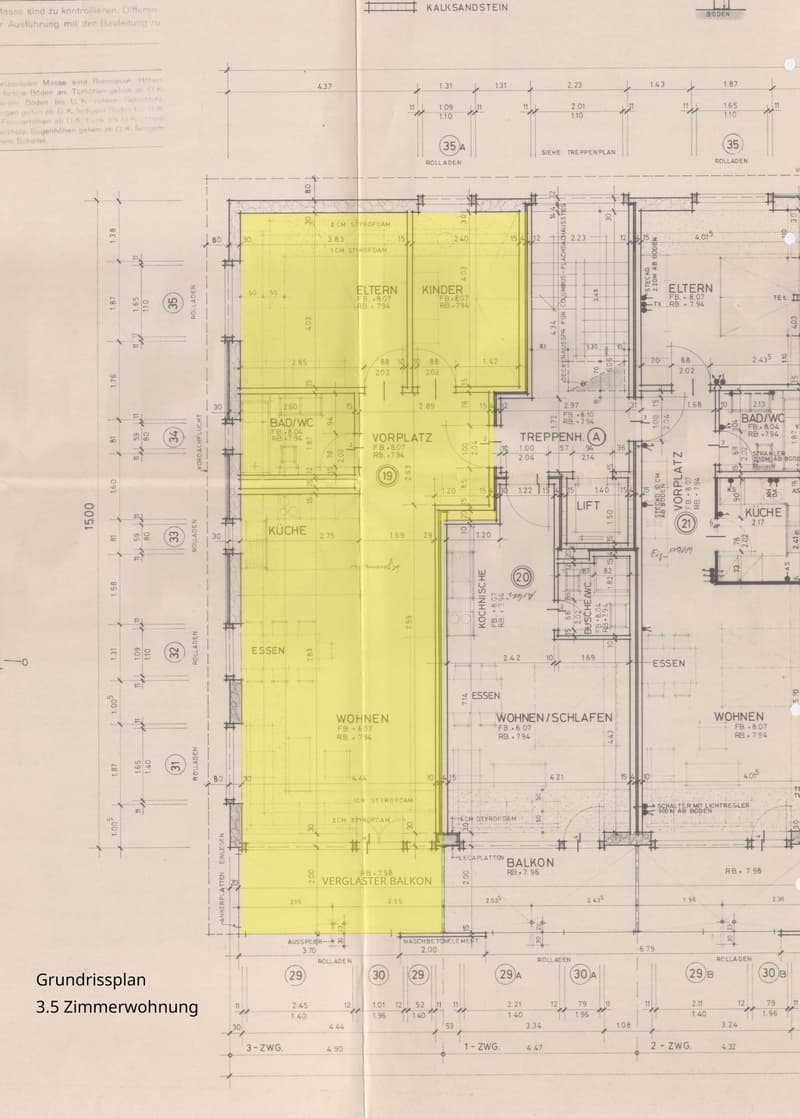 Grundrissplan 3.5 Zimmerwohnung