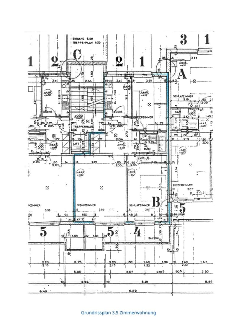 Grundrissplan 3.5 Zimmerwohnung