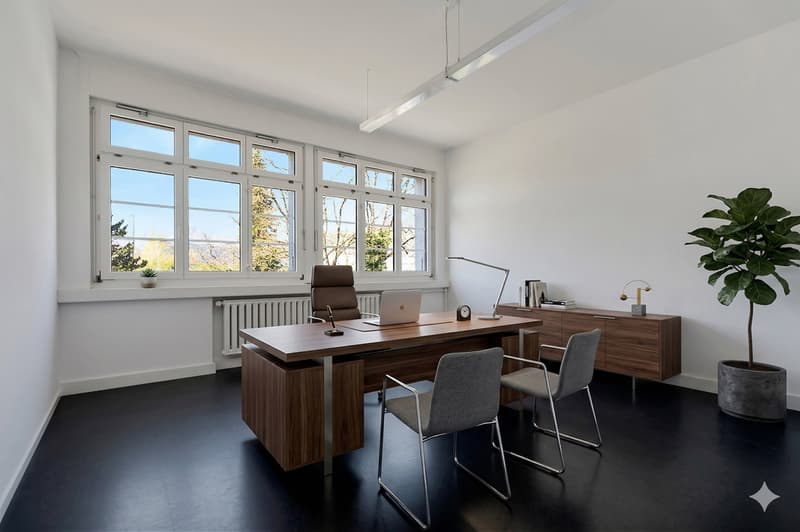 Einzelbüro mit Möblierungsvorschlag