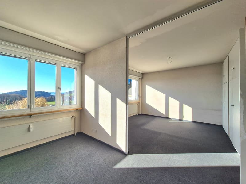 Large windows, central heating, hardwood floor
