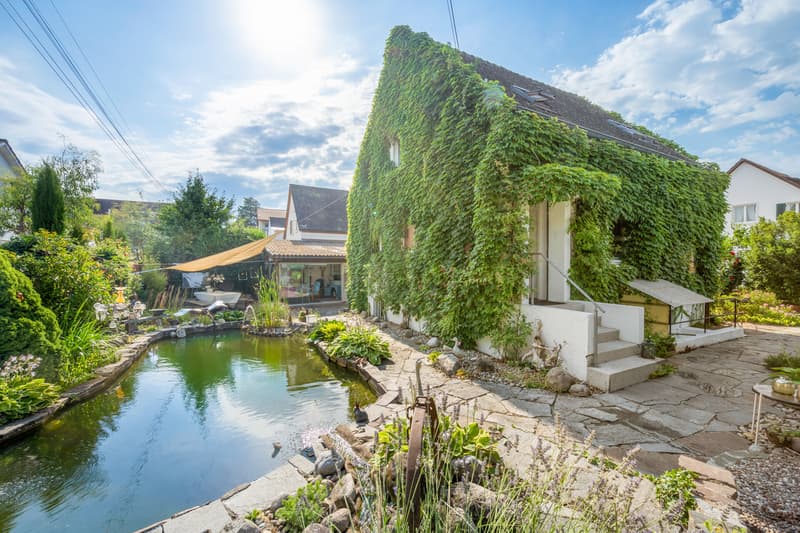Garten mit grossem Fischteich