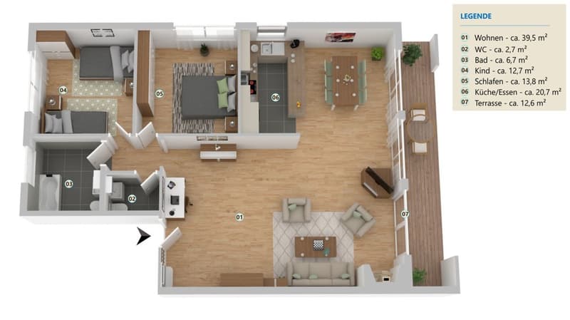 Schöne Wohnung mit gedecktem Parkplatz (13)