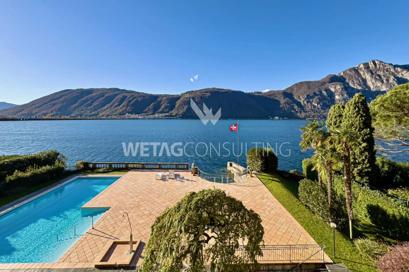 Lugano-Bissone: Wohnung mit direktem Zugang zum See, Aussenpool, Seeblick & Bootsplatz zu verkaufen (1)