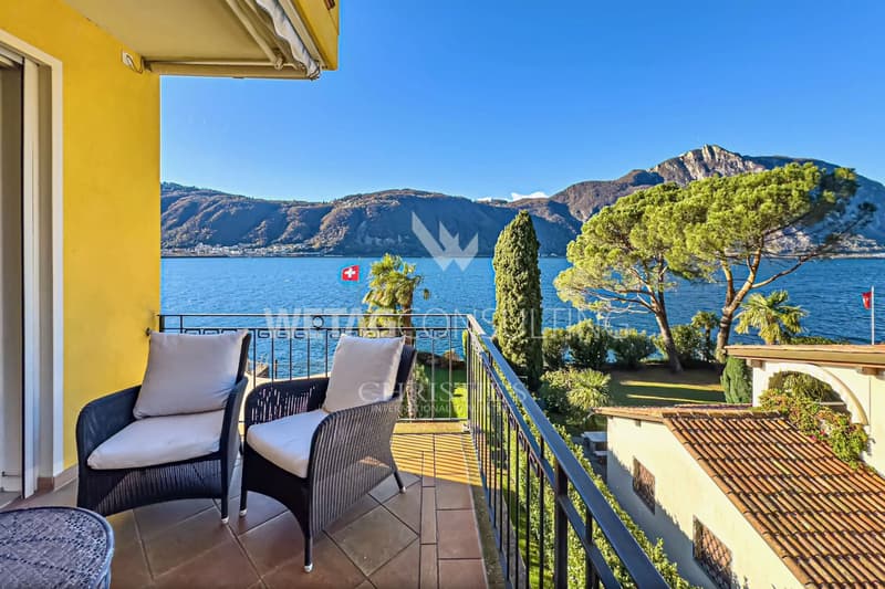 Lugano-Bissone: Wohnung mit direktem Zugang zum See, Aussenpool, Seeblick & Bootsplatz zu verkaufen (2)