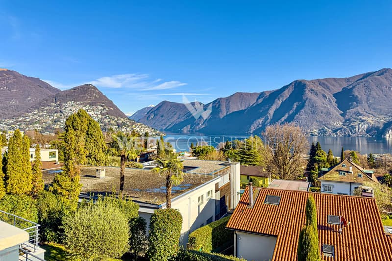 Lugano-Sorengo: moderne Villa mit atemberaubendem Blick auf den Luganersee & Pool zu verkaufen (2)