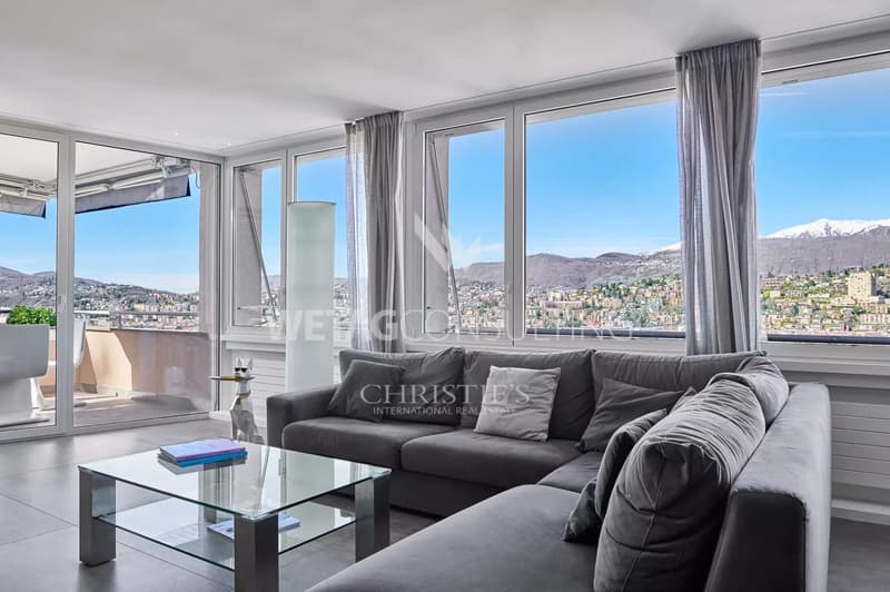 Lugano-Viganello: bildschöne Penthouse-Wohnung mit spektakulärem Seeblick zu verkaufen (1)