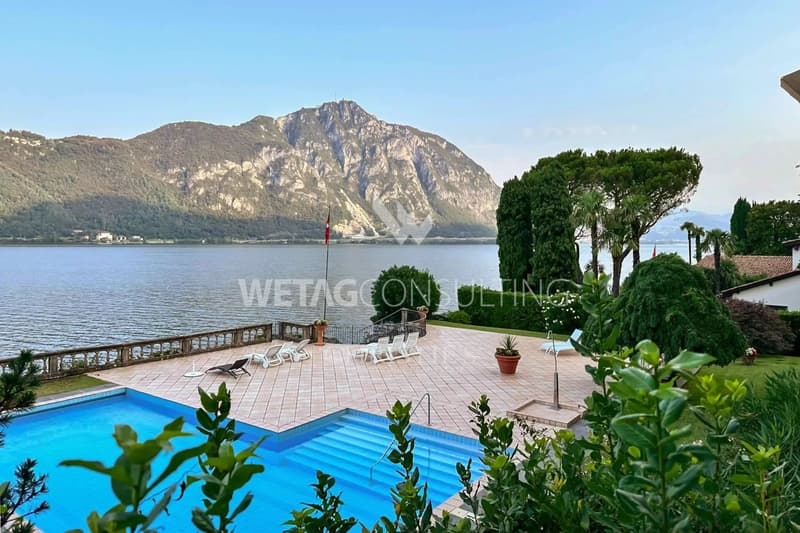 Lugano-Bissone: Apartment with direct access to the lake, outdoor pool, lake view & boat mooring for sale (1)