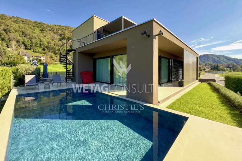 Moderne Design-Villa mit Pool zu verkaufen in Lugano-Sessa, eingebettet im Grünen (6)