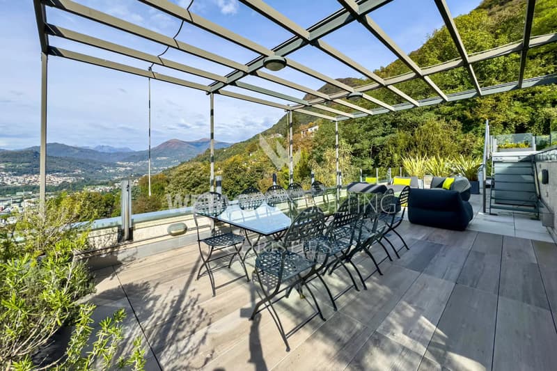 Lugano-Aldesago: penthouse moderno con una meravigliosa vista sul lago, terrazza sul tetto in vendita, anche possibile come seconda casa (10)
