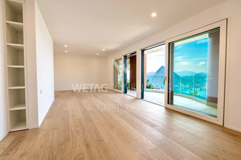 Villa a schiera moderna con giardino privato &amp; vista panoramica sul lago di Lugano a Lugano-Aldesago in vendita (4)