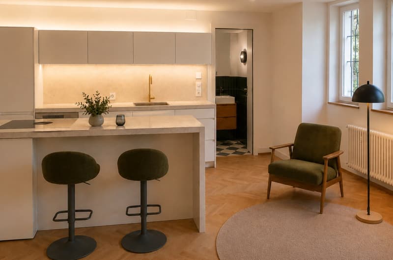 Stilvoll möblierte 2.5-Zimmer-Wohnung mit privatem Garten (1)