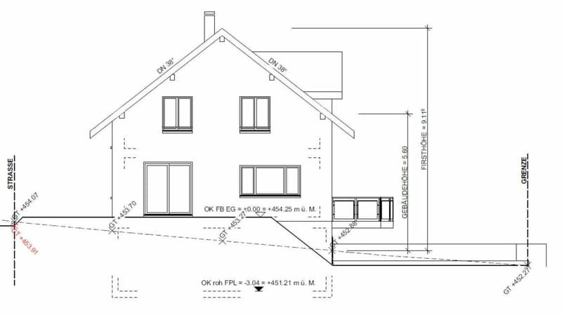 Zu verkaufen bei 8556 Wigoltingen, neues freistehendes 6½ Zi.-EFH am Südhang, an ruhiger, sonniger Lage mit Weitsicht /Massivbau ! (12)