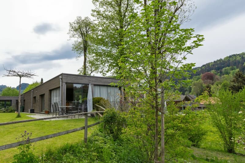 Zu verkaufen grosszügiges Terrassenhaus, 4.5 Zimmer, Länge 35 Meter. Am Bleicheliweg 2, 9055 Bühler bei Teufen, mit Weitsicht auf Wiese und Wald. Nur 2 Gehminuten bis Bahnhof ! (1)