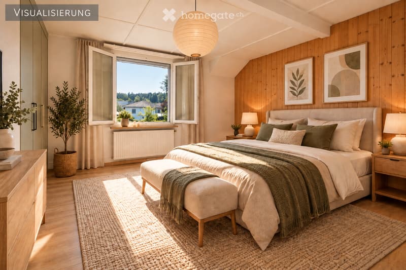 Visualisierung kennzeichnet Schlafzimmer