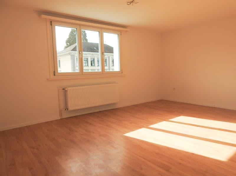 helles, grosszügiges Wohnzimmer mit Laminat