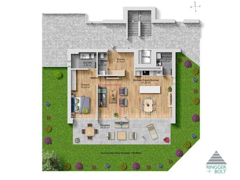 Moderne 2.5-Zimmer-Gartenwohnung mit grosszügigem Sitzplatz in Zwillikon (6)