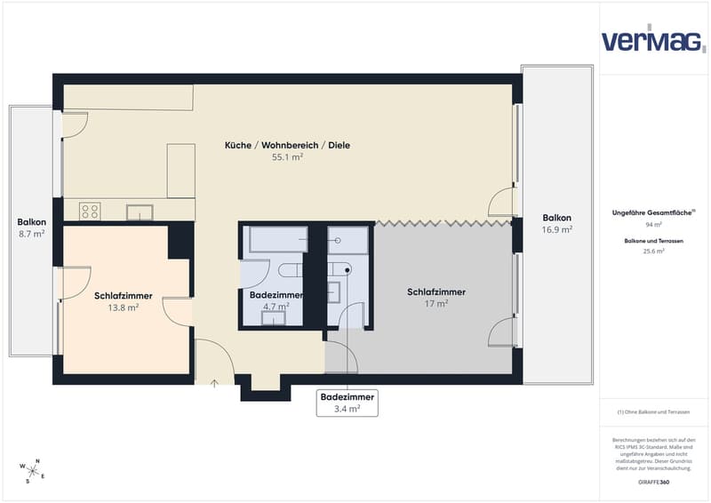 Wohnen mit Weitblick: helle Wohnung mit zwei Balkonen in Horgen (11)