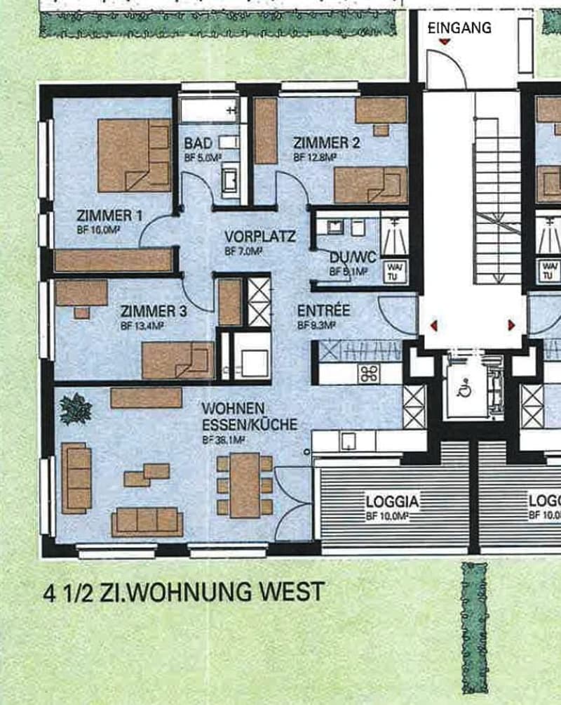 Grundrissplan Wohnung West