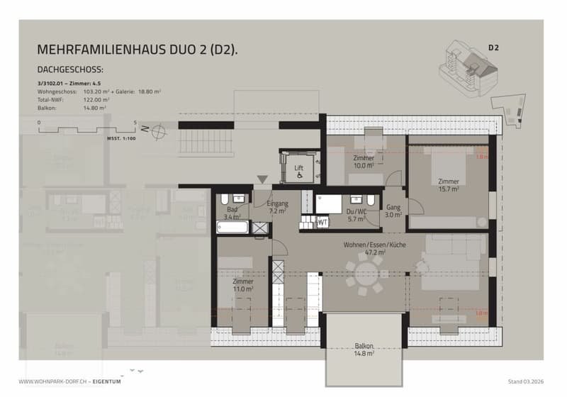 Parco residenziale Villaggio - Appartamento mansardato 4,5 locali (4)