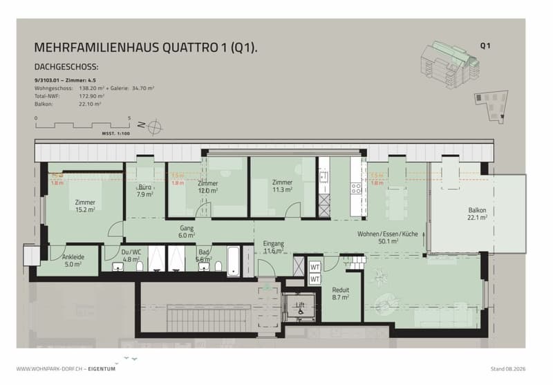 WOHNPARK DORF - VERKAUFSSTART 2. ETAPPE - 4,5-Zimmerwohnung im Dachgeschoss (8)
