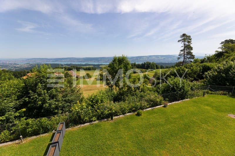 Aussicht auf Garten mit See Panorama